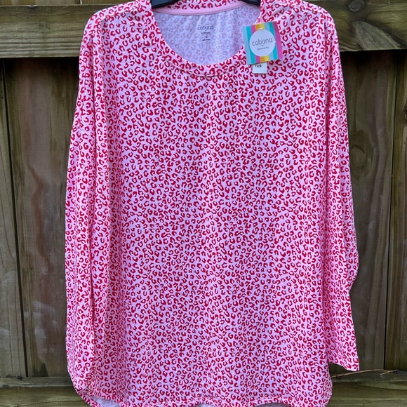 CABANA BY CROWN & IVY Easy Breezy Baby red pink Terry Tee Womens 1X NWT NEW - Picture 2 of 8